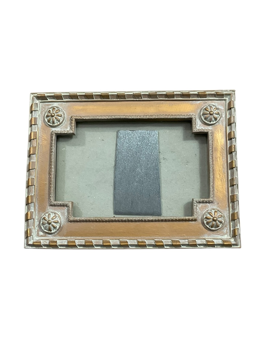 Vintage Style Gold Silver Tone Ornate 4x6 Picture Frame Floral Geometric